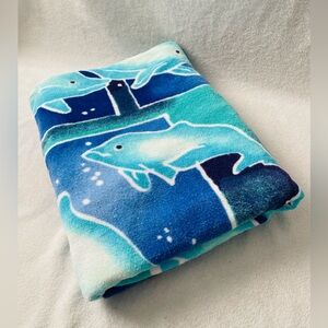 Summer Stock Vintage Beach Towel Blue Dolphins 64x36" Cotton Coastal Maritime